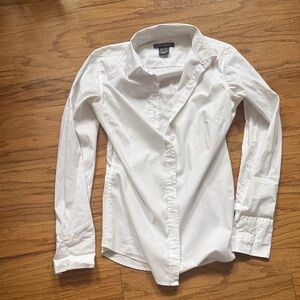 White Fitted Button-Down Shirt